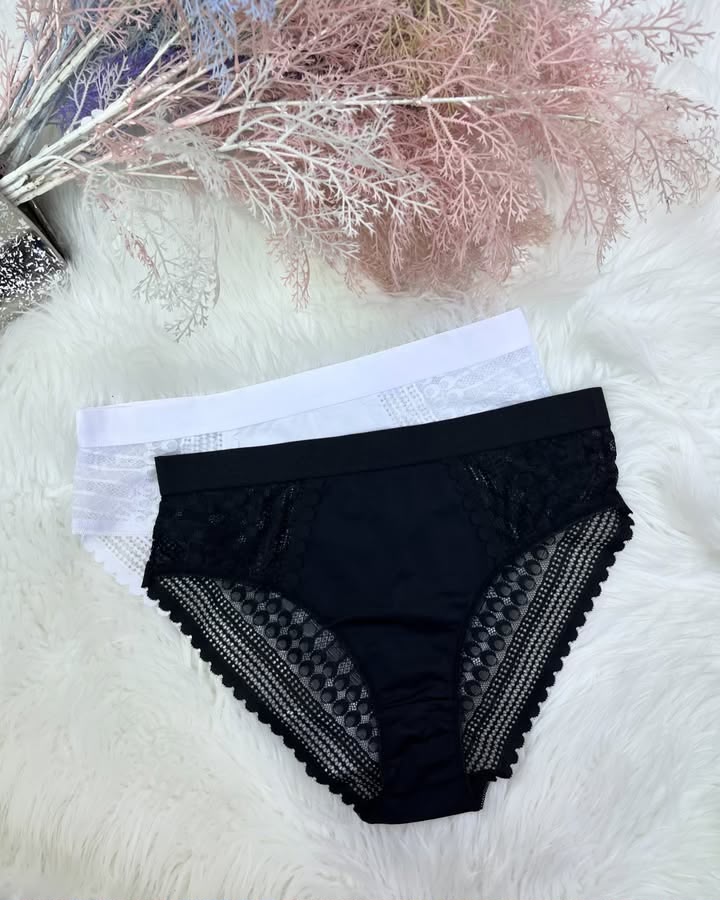Burgundy Lace & Mesh Bikini Brief