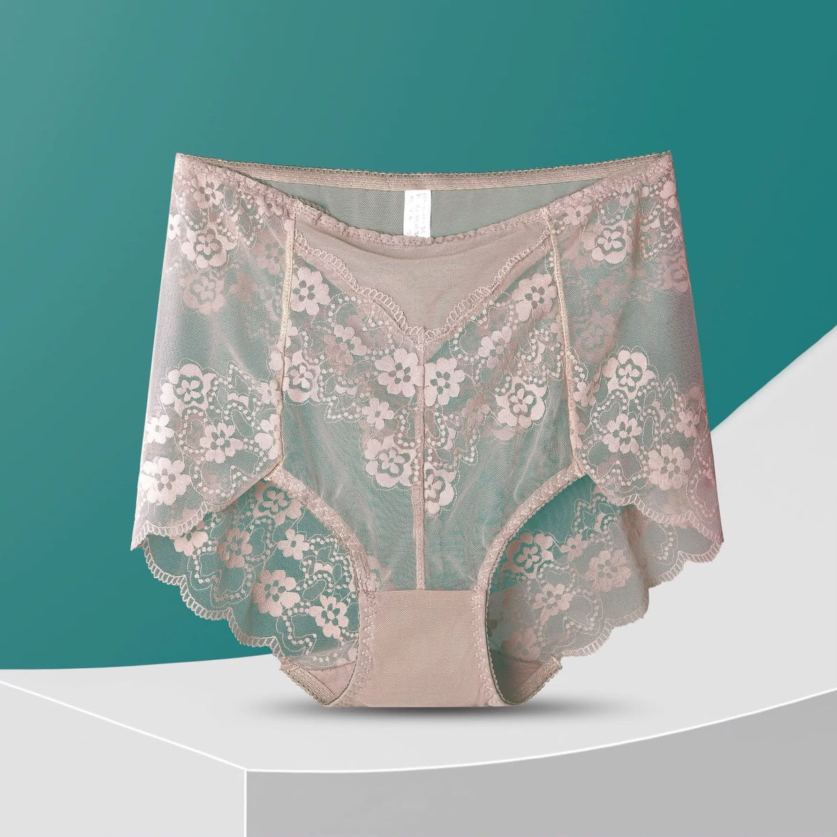 Blush Pink Floral Lace High-Waisted Boyshorts