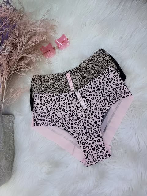 Pink Trim Leopard Print High-Waist Briefs
