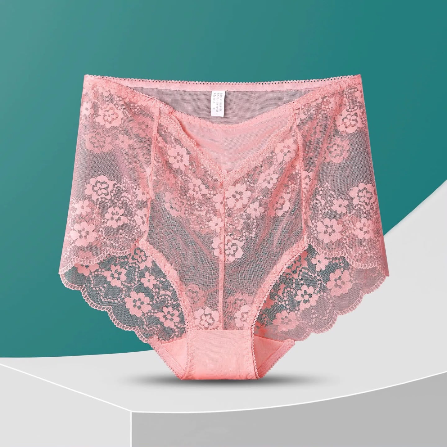 Blush Pink Floral Lace High-Waisted Boyshorts